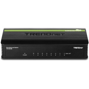 TRENDnet 8-Port Unmanaged 10/100 Mbps GREENnet Ethernet Desktop Switch; TE100-S8; 8 x 10/100 Mbps Ethernet Ports; 1.6 Gbps