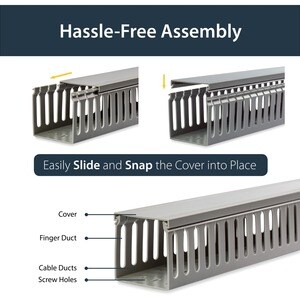 StarTech.com 3x3in Open Slot Wiring Cable Raceway Duct, Server Rack Cable Management, PVC Cable Cover, Cord Hider / Organi