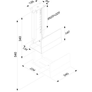 Newstar Under Desk PC Mount (Suitable PC Dimensions - Height: 39-54 cm / Width: 13-23 cm) - Silver - Vertical - 540 mm x 2