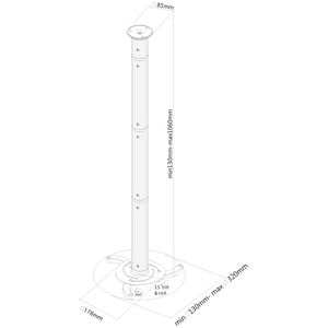 Neomounts Neomounts Pro BEAMER-C200 Ceiling Mount for Projector - Silver - Height Adjustable - 15 kg Load Capacity