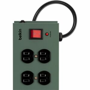 Belkin 10-Outlet Metal Surge Protector - 15ft Cord - Straight Plug - 885J - On-Off Switch - Green - Receptacles: 10 - 885J