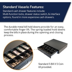 apg Standard- Duty 19â€ Electronic Point of Sale Cash Drawer | Vasario Series VB320-BL1915 | Printer Compatible | Plastic