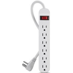 Belkin 6 Outlet Power Strip - 5 foot cord - White - 6 x AC Power - 5 ft Cord - 24 A Current - 125 V AC Voltage - 1875 W