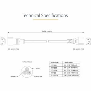 StarTech.com 6ft (1.8m) Power Extension Cord, C14 to C13, 10A 125V, 18AWG, Computer Power Cord Extension, Power Supply Ext