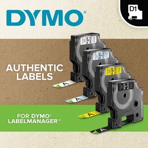 Dymo D1 Electronic Tape Cartridge - 1/2" Width - Thermal Transfer - Yellow - Polyester - 1 Each