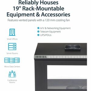 StarTech.com 2-Post 6U Wall Mount Network Cabinet w/ Acrylic Door, 19" Small Wall-Mounted Server Rack for Data / Computer 