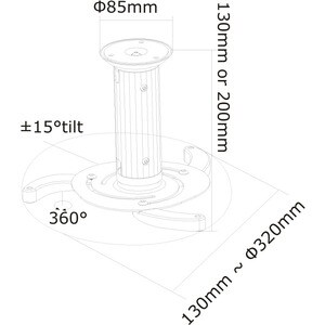 Ce support plafond pour projecteur NewStar universel, modèle BEAMER-C80, vous permet de monter un projecteur/beamer au pla