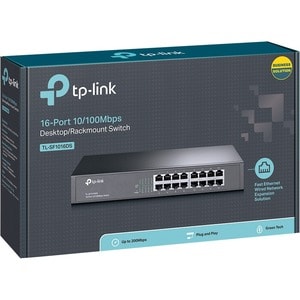 TP-Link TL-SF1016DS 16 Ports Ethernet Switch - Fast Ethernet - 10/100Base-TX - 2 Layer Supported - Twisted Pair - 1U - Rac