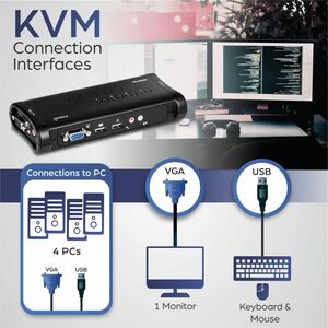 TRENDnet TK-407K KVM-Switchbox - 4 Computer - QXGA, SVGA, VGA - 2048 x 1536 - 4