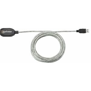 Manhattan Cable USB V2.0 Ext. Activa 4.9M - Cable for Computadora de escritorio - 480Mbit/s - Cable de extensión - Plata