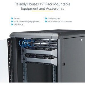 StarTech.com 4-Post 25U Server Rack Cabinet, 19" Data Rack Cabinet for Computer / IT Equipment, Home Network Rack, Half He