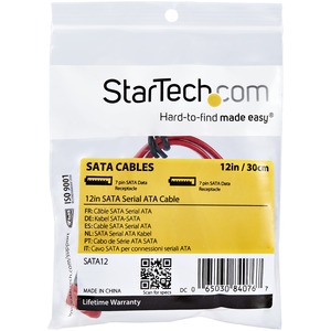 StarTech.com 12in SATA Serial ATA Cable - This high quality SATA cable is designed for connecting SATA drives even in tigh