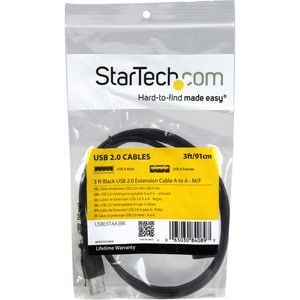 StarTech.com 91cm (3 ft.) Black USB 2.0 Extension Cable A to A - M/F - 91cm (3 ft.) USB A to A Extension Cable -USB 2.0 Ex