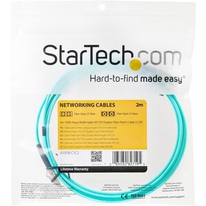 StarTech.com 2m (6ft) LC/UPC to LC/UPC OM3 Multimode Fiber Optic Cable, Full Duplex 50/125 Zipcord, 100G, LSZH Fiber Jumpe