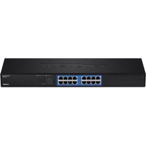 TRENDnet TEG-S16g 16 Ports Ethernet Switch - Gigabit Ethernet, Fast Ethernet - 10/100/1000Base-T - New - Black - TAA Compl