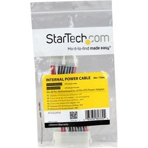 StarTech.com Cable de 15cm Adaptador de Fuente de Poder ATX 20 a 24 Pin - Convertidor de Placa Madre Macho a Hembra - ATX 