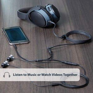 StarTech.com 3.5mm Audio Extension Cable - Slim Audio Splitter Y Cable and Headphone Extender - Male to 2x Female AUX Cabl