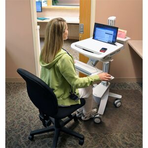 StyleView Laptop Cart, non-powered, SV41 (White, Grey and Polished Aluminum)