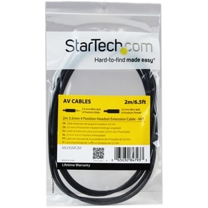 StarTech.com Câble d'extension de casque TRRS 4 positions 3,5 mm 2 m - M/F - Cable for Casque, Casque, iPhone, Téléphone p