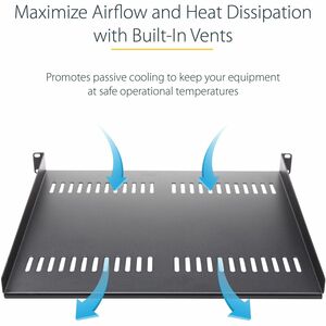 StarTech.com 2U 22in Vented Rack Mount Shelf - Fixed 22 inch Deep antilever Rackmount Tray for Server Rack Cabinet Shelf -