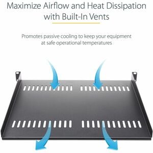 StarTech.com 2U 22in Vented Rack Mount Shelf - Fixed 22 inch Deep antilever Rackmount Tray for Server Rack Cabinet Shelf -