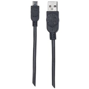 Manhattan Cable USB V2 A-Micro B, Bolsa PVC 0.5M Negro - Cable for Portátil, Computadora de escritorio - 480Mbit/s - Apant