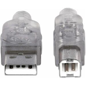 Manhattan Cable USB V2.0 A-B 5.0M Plata - Cable for Hub, Computador - 480Mbit/s - Apantallado - Oro Conector chapado - 28 