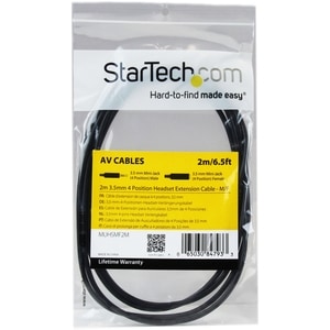 StarTech.com 2m 3.5mm 4 Position TRRS Headset Extension Cable - M/F - First End: 1 x Mini-phone Audio - Male - Second End: