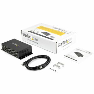 StarTech.com USB to Serial Adapter Hub 8 Port Industrial Wall Mount Din Rail COM Port Retention FTDI USB to RS232 - USB - 