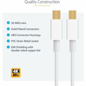 StarTech.com Cable de 2m Mini DisplayPort - Video 4K x 2K Ultra HD - Cable Mini DisplayPort 1.2 - Cable para Monitor Mini 