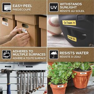 Mehrzwecketikett Dymo 45020 - 12 mm Breite - Rechteck - Thermotransfer - Glänzend - Transparent, Weiß - 1 Each