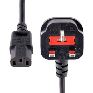 StarTech.com 3 m GB Computer Stromkabel, 18AWG, BS 1363 auf C13, 10A 250V, Schwarz, Kaltgerätekabel / UK Stromkabel, PC Ne