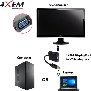 4XEM 9in DisplayPort To VGA M/F Adapter Cable - 1.18 ft DisplayPort/VGA Video Cable for Video Device, Monitor, Projector -