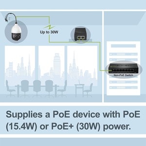TRENDnet TPE-115GI PoE Injector - TAA Compliant - 110 V AC, 220 V AC Input - 1 x 10/100/1000Base-T Input Port(s) - 1 x 10/