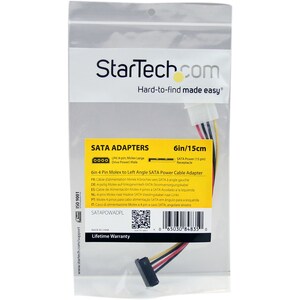 StarTech.com Adaptador Cable 15cm Alimentación SATA Ángulo a la Izquierda 15 Pines a 4 Pines LP4 - Para Disco SATA - LP4 /