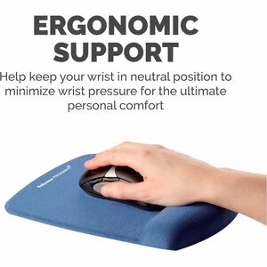 Fellowes® PlushTouch™ Foam Mouse Pad Wrist Support with MICROBAN® - Blue (9287301) - 1" x 7.25" x 9.38" Dimension - Blue -