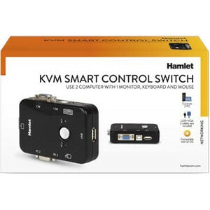 Hamlet KVM Switch per 2 PC + 3 Porte USB + VGA. Consente di condividere due PC o Notebook con un unica tastiera e mouse US