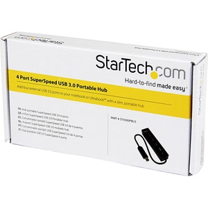 StarTech.com 4 Port USB 3.0 SuperSpeed Hub - Schwarz - 4 Total USB Port(s) - 4 USB 3.0 Port(s) - PC, Mac