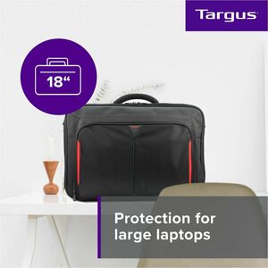 Targus Classic+ CN418EU Carrying Case for 43.2 cm (17") to 45.7 cm (18") Notebook - Black, Red - Polyester Body - Trolley 