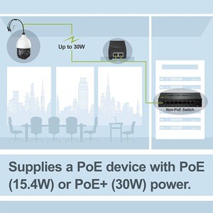 TRENDnet TPE-115GI PoE Injector - TAA Compliant - 110 V AC, 220 V AC Input - 1 x 10/100/1000Base-T Input Port(s) - 1 x 10/