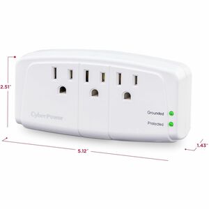 CyberPower CSB300W Essential 3 - Outlet Surge Protector with 900 J Surge Suppression - Clamping Voltage 800V, NEMA 5-15P, 