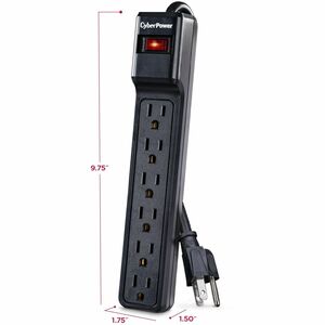 CyberPower CSB606 Essential 6 - Outlet Surge Protector with 900 J Surge Suppression - Clamping Voltage 400V, 6 ft Cord, NE