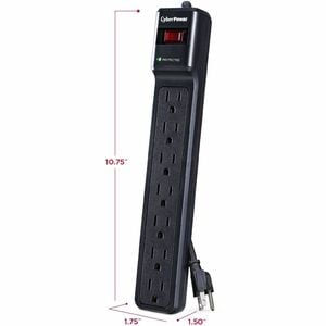 CyberPower CSB7012 Essential 7 - Outlet Surge Protector with 1500 J Surge Suppression - Clamping Voltage 800V, 12 ft Cord,