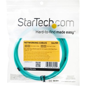 StarTech.com 3m (10ft) LC/UPC to LC/UPC OM3 Multimode Fiber Optic Cable, Full Duplex 50/125 Zipcord, 100G, LSZH Fiber Jump