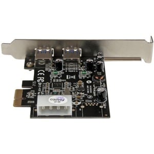 StarTech.com 2 Port PCI Express (PCIe) SuperSpeed USB 3.0 Card Adapter with UASP - LP4 Power - 2 Total USB Port(s) - 2 USB