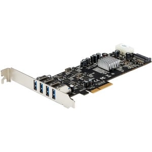 StarTech.com Carte contrôleur PCI Express à 4 ports USB 3.0 avec 4 voies dédiées de 5Gbps, UASP et alimentation SATA / LP4