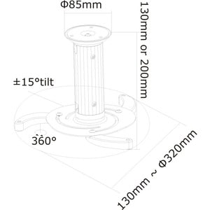 Neomounts Neomounts Pro BEAMER-C80 Montagem no teto - Prata - Altura ajustável - 15 kg Capacidade de carga