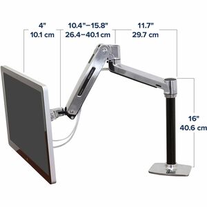 Ergotron Mounting Arm for Display Screen, Digital Signage Display, LCD Display, TV - Polished Aluminum - Height Adjustable