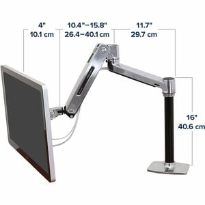 Ergotron LX Series LX HD Sit-Stand. Capacité de charge maximale: 13,6 kg, Taille maximale de l’écran: 116,8 cm (46"). Régl