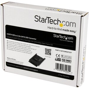 StarTech mSATA SSD to 2.5in SATA Adapter Converter, TAA - Convert an mSATA SSD into a 7mm high 2.5in SATA 6Gbps Open Brack
